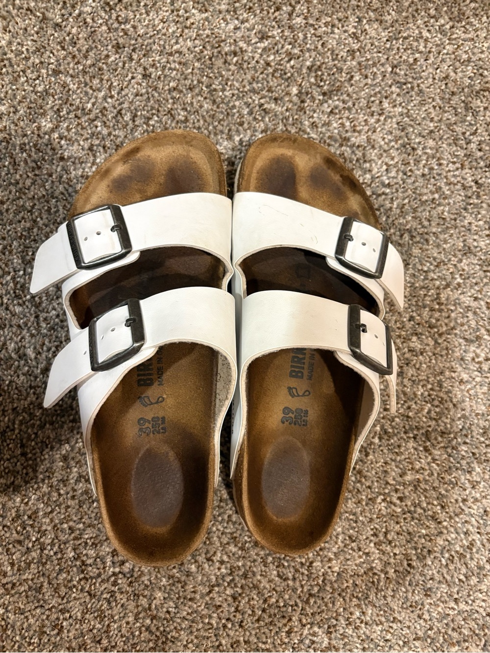 White Arizona Birkenstocks Two-Buckle Sandals